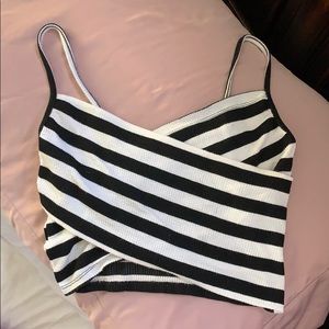 Black & white striped crop